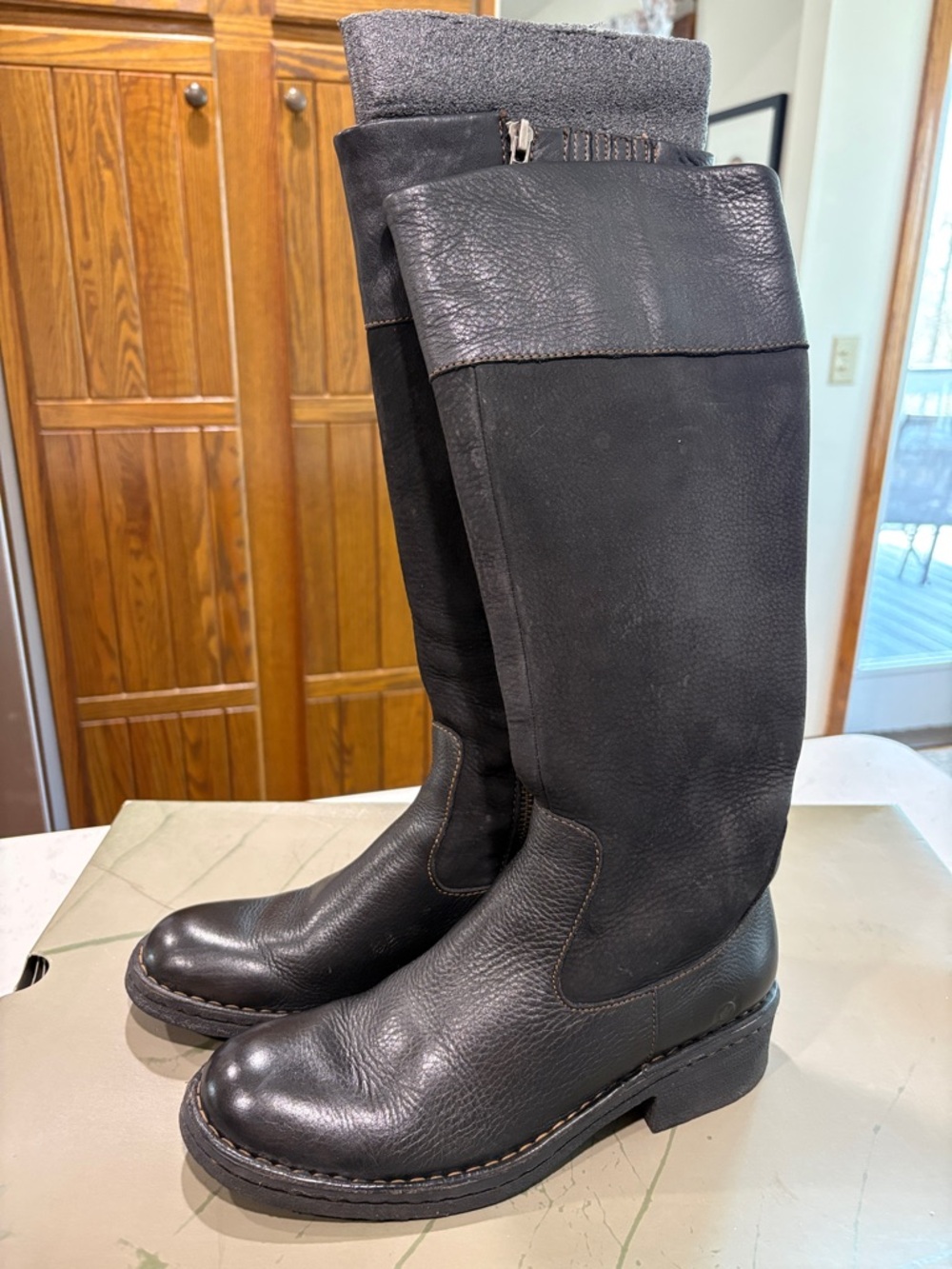 Born Black Leather Tall Heeled Boots